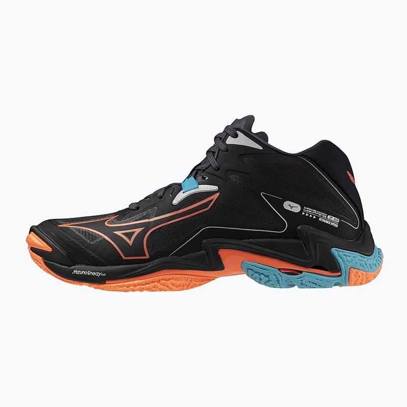 "Mizuno Wave Lightning Z8 Mid" tinklinio bateliai juoda/neon flame/peacock blue