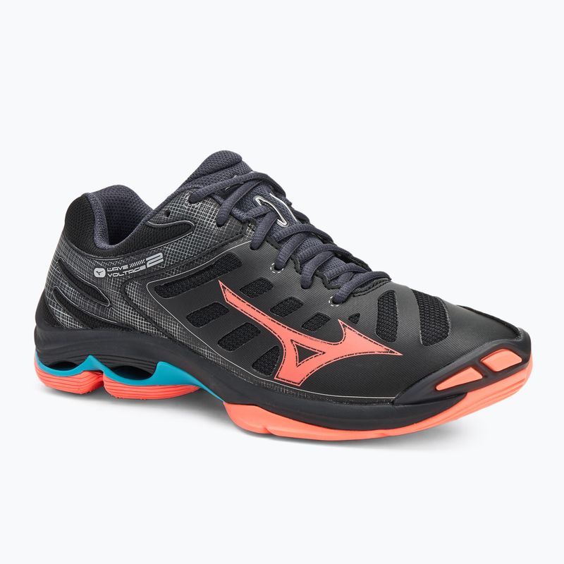 Tinklinio bateliai Mizuno Wave Voltage 2 black/neon flame/peacock blue