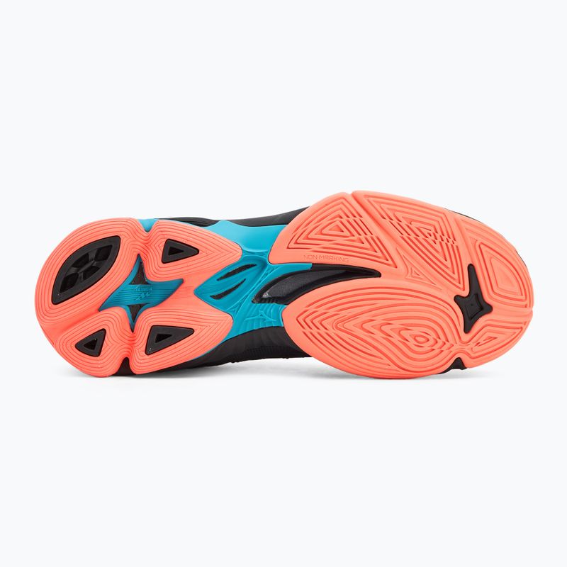 Tinklinio bateliai Mizuno Wave Voltage 2 black/neon flame/peacock blue 4