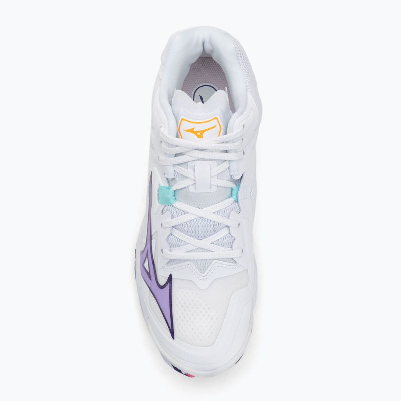 Moteriški tinklinio batai Mizuno Wave Lightning Z8 Mid balti/violetiniai indigo/camelliaros 5