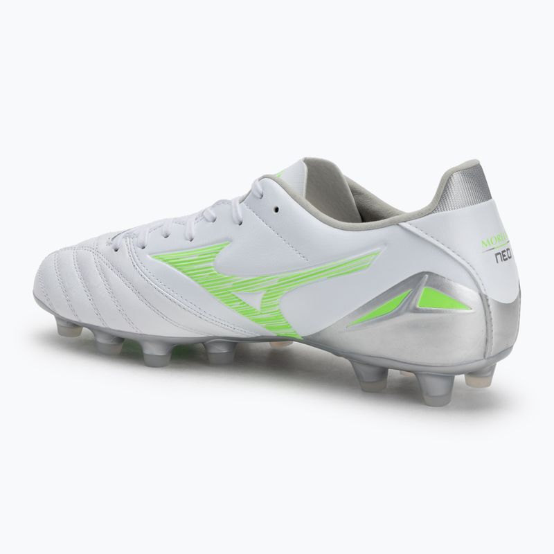 Vyriški futbolo bateliai Mizuno Morelia Neo IV Pro Md white/neon green/cool gray 3c 3