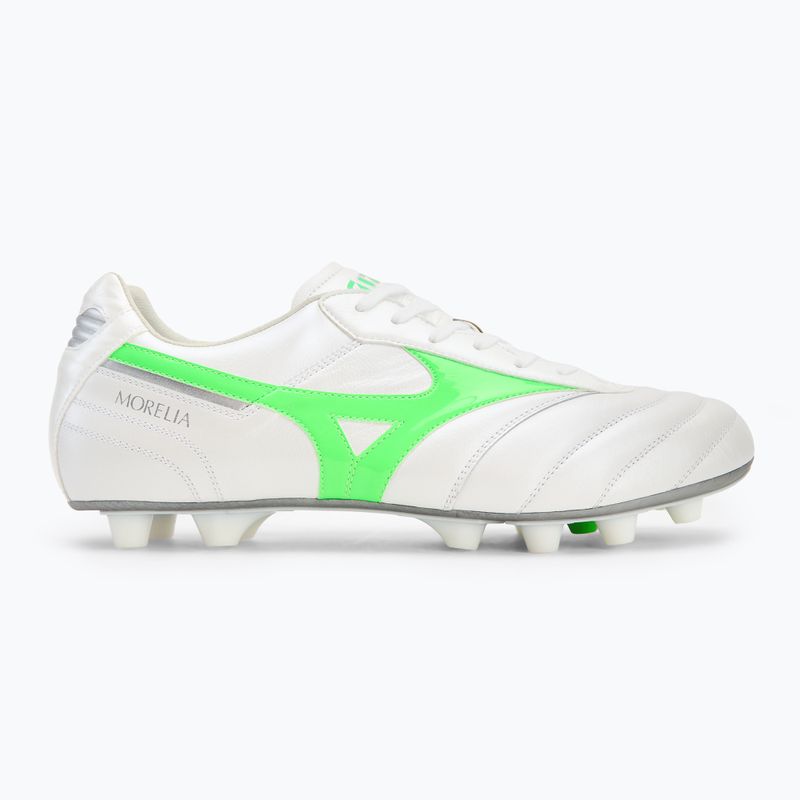 Vyriški futbolo bateliai Mizuno Morelia II Elite Md white/neon green/galaxy silver 2