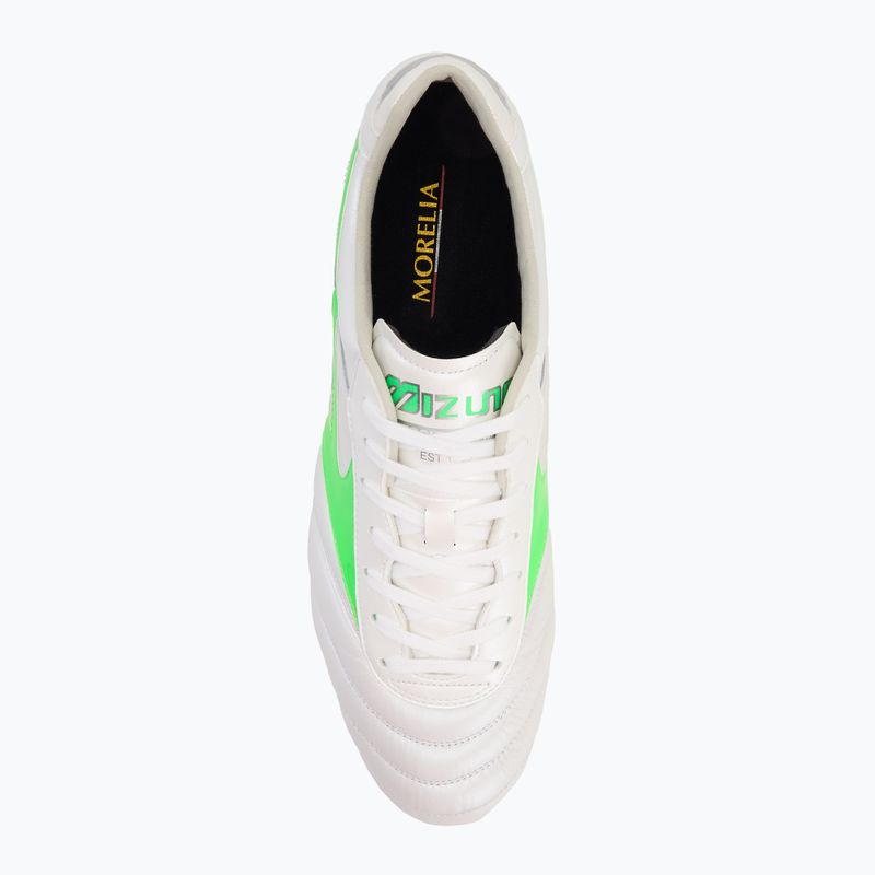 Vyriški futbolo bateliai Mizuno Morelia II Elite Md white/neon green/galaxy silver 5