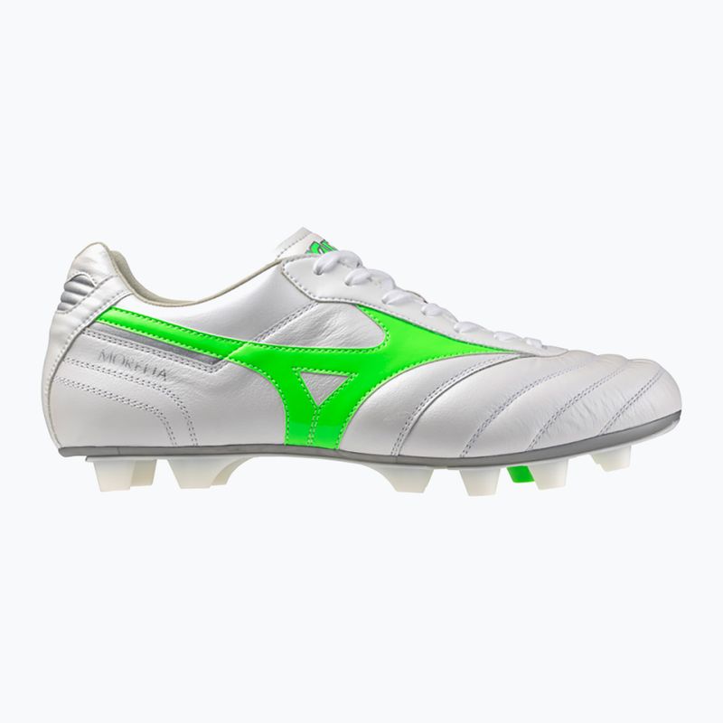 Vyriški futbolo bateliai Mizuno Morelia II Elite Md white/neon green/galaxy silver 8