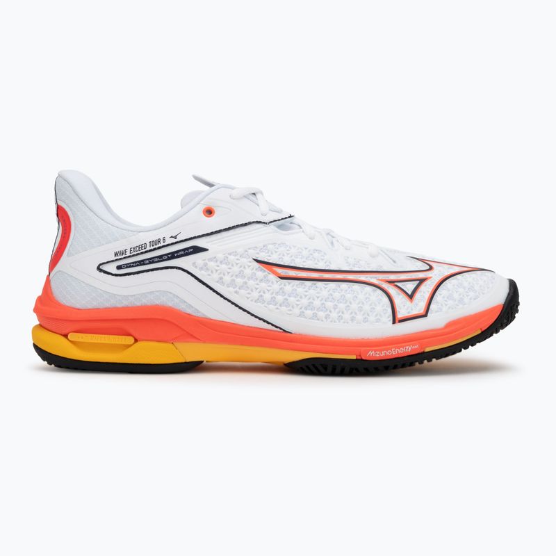 Vyriški teniso bateliai Mizuno Wave Exceed Tour 6 AC white/fiery coral 2/citrus 2