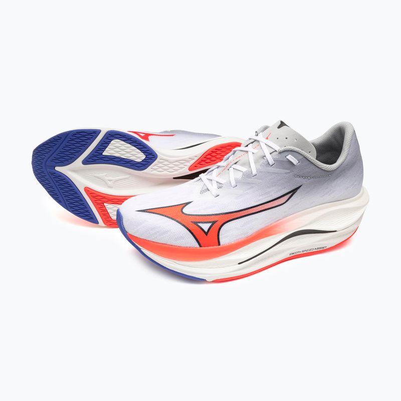 Vyriški bėgimo batai Mizuno Wave Rebellion Flash 3 white/fiery coral 2/iris bloom 9