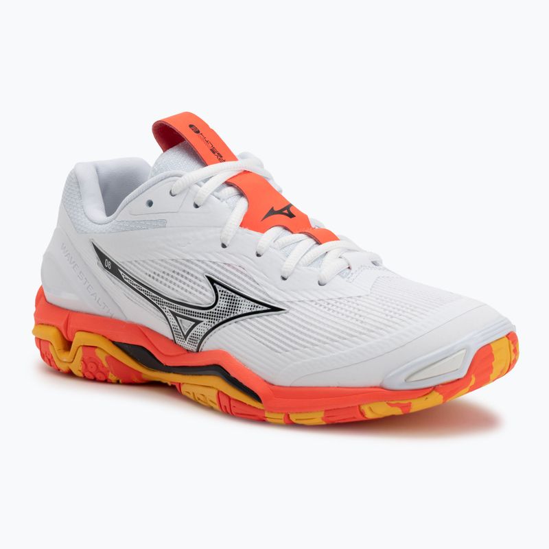 Batai rankiniam Mizuno Wave Stealth 6 white/fiery coral 2/citrus