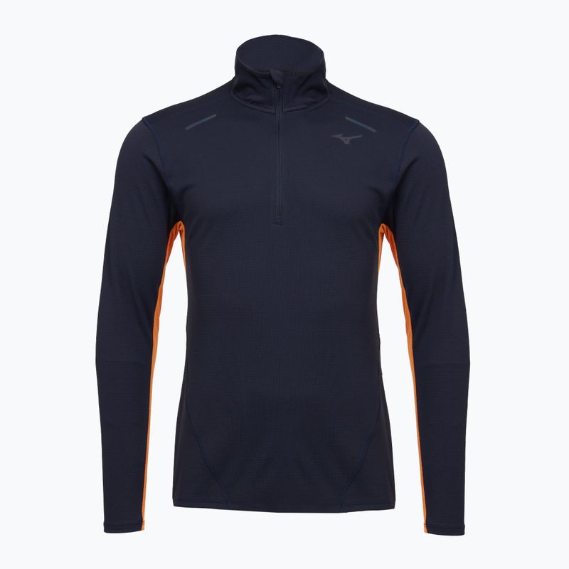 Vyriški bėgimo marškinėliai ilgomis rankovėmis Mizuno Tech Thermal Charge Half Zip baritone blue