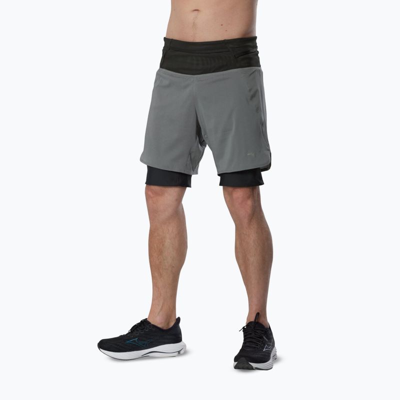 Vyriški bėgimo šortai Mizuno Trail Multipocket 2in1 lava smoke