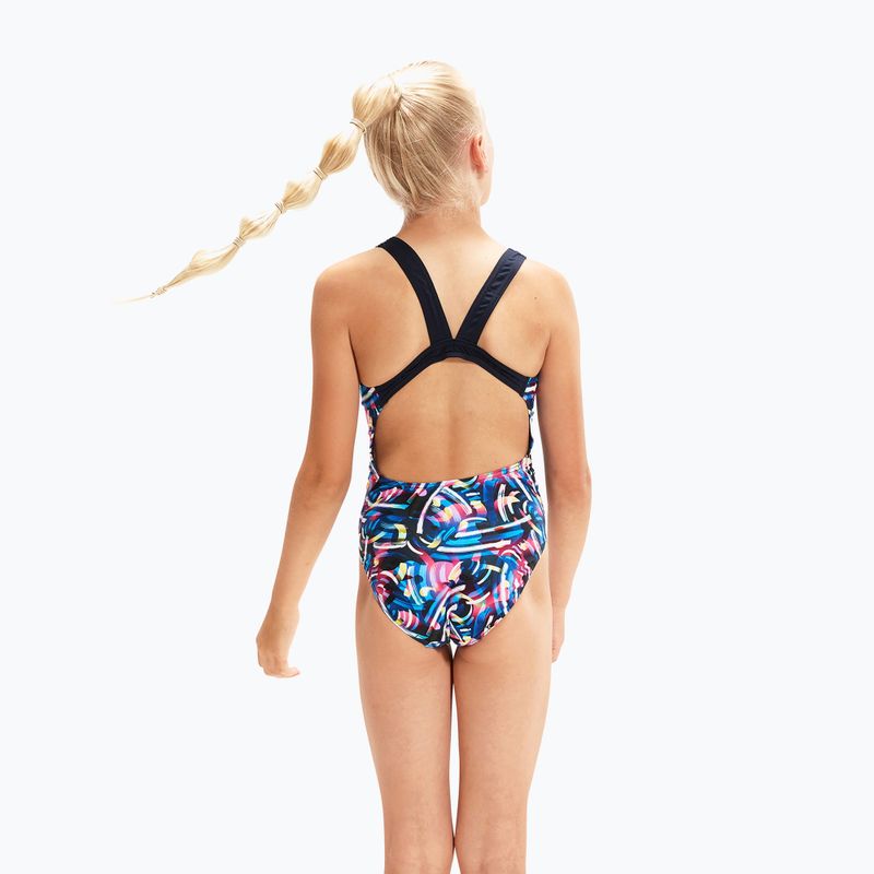 Speedo Digital Allover Leaderback vaikiškas vientisas maudymosi kostiumėlis mėlynas/juodas 8-1237714743 4