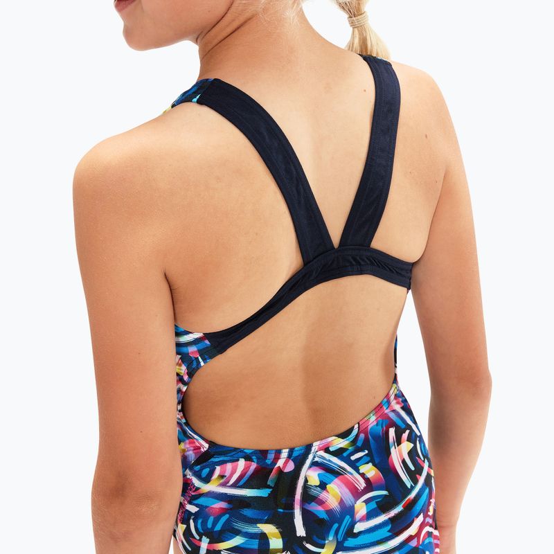 Speedo Digital Allover Leaderback vaikiškas vientisas maudymosi kostiumėlis mėlynas/juodas 8-1237714743 6