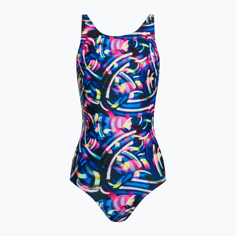 Speedo Digital Allover Leaderback vaikiškas vientisas maudymosi kostiumėlis mėlynas/juodas 8-1237714743