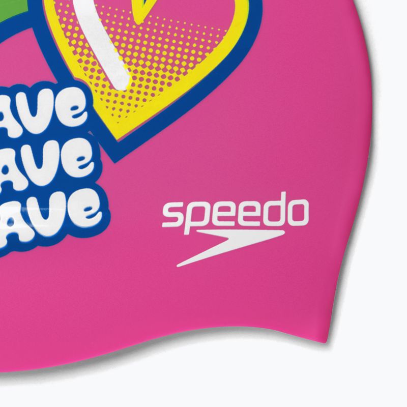 Speedo Printed Silicone Junior vaikiška plaukimo kepuraitė rožinė 8-0838614636 4
