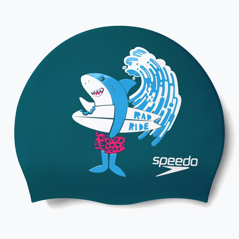 Speedo Printed Silicone Junior vaikiška plaukimo kepuraitė tamsiai mėlyna 8-0838614637 3