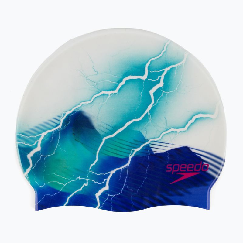 Speedo Skaitmeninė spausdinta plaukimo kepurė balta-mėlyna 8-1352414648