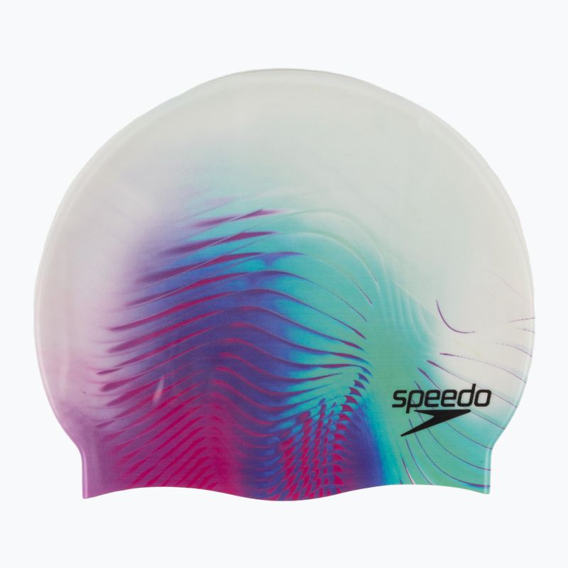 Speedo skaitmeninė spausdinta balta ir violetinė plaukimo kepuraitė 8-1352414649
