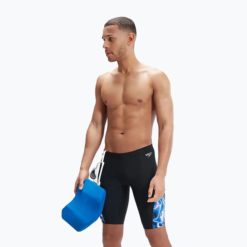 Vyriškos Speedo Allover Digi V-Cut maudymosi kelnės juodos/mėlynos spalvos 12