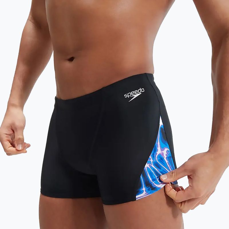 Vyriški Speedo Allover Digi V-Cut maudymosi bokseriai juoda/mėlyna 10
