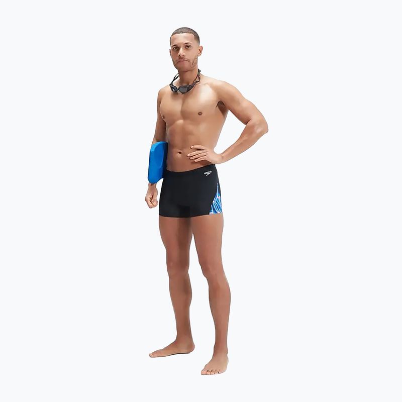 Vyriški Speedo Allover Digi V-Cut maudymosi bokseriai juoda/mėlyna 11