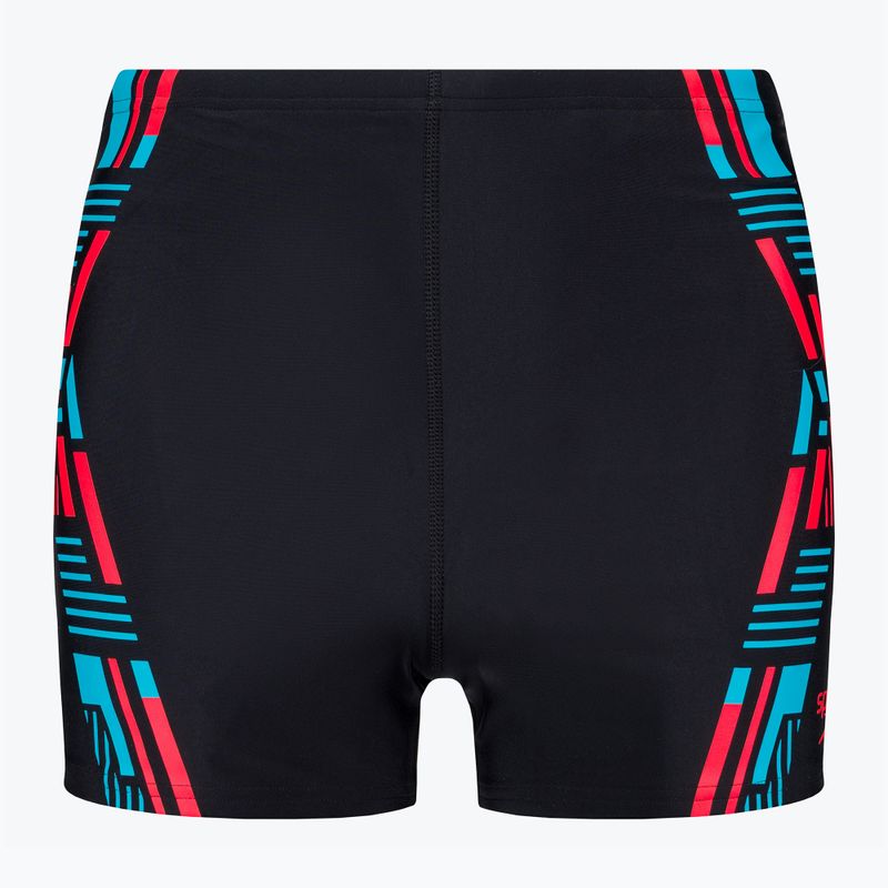 Vyriški Speedo Tech Print maudymosi šortai juodi/orange