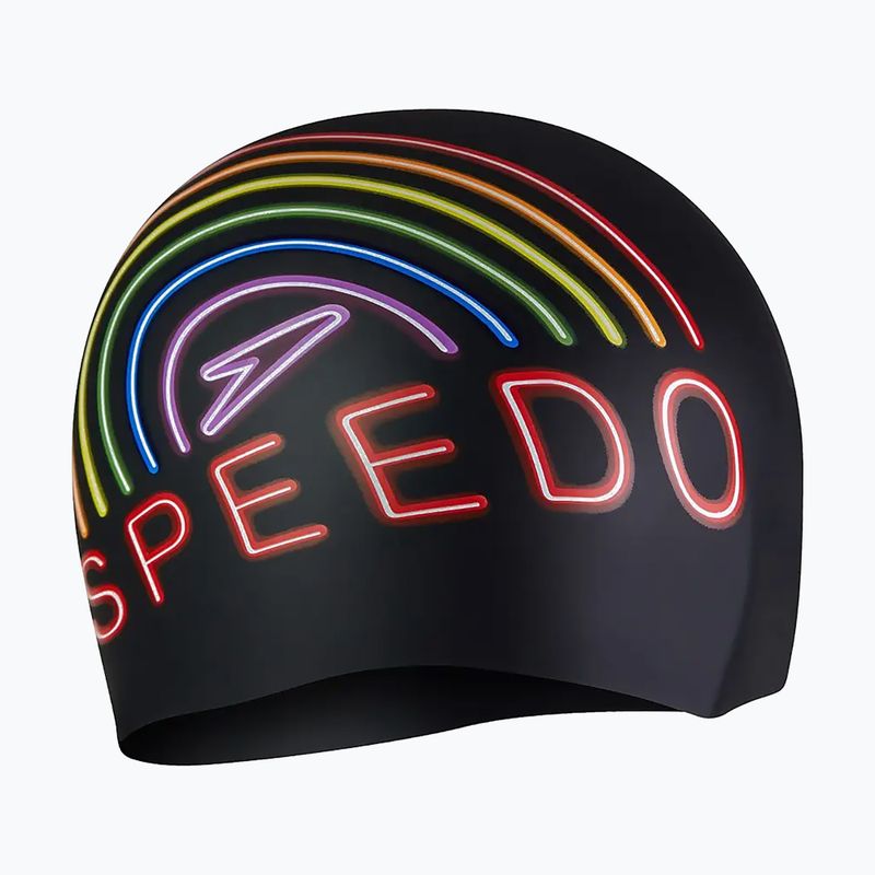 "Speedo" spausdinta silikoninė vaivorykštinė plaukimo kepuraitė 3