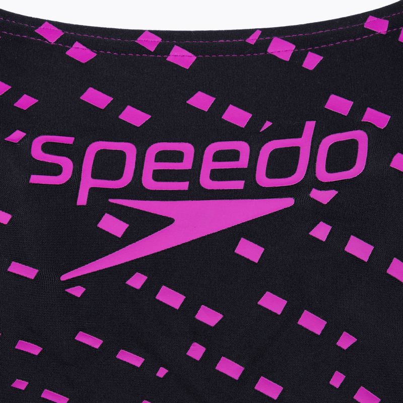 "Speedo Medley Logo 1 Piece" moteriškas maudymosi kostiumėlis juodas/violetinis 3