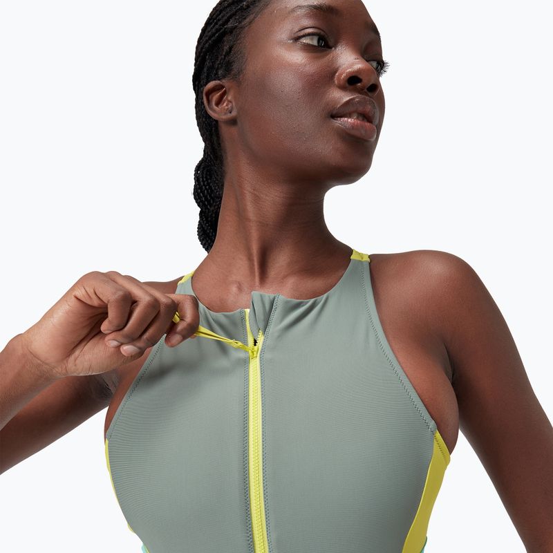 Moteriškas vientisas plaukimo kostiumas Speedo Zip Colorblock soft olive 3