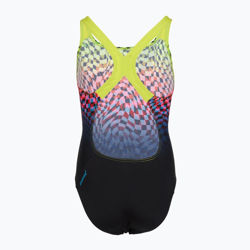 Vaikiškas vientisas plaukimo kostiumėlis Speedo Digital Placement Powerback black/pink 2