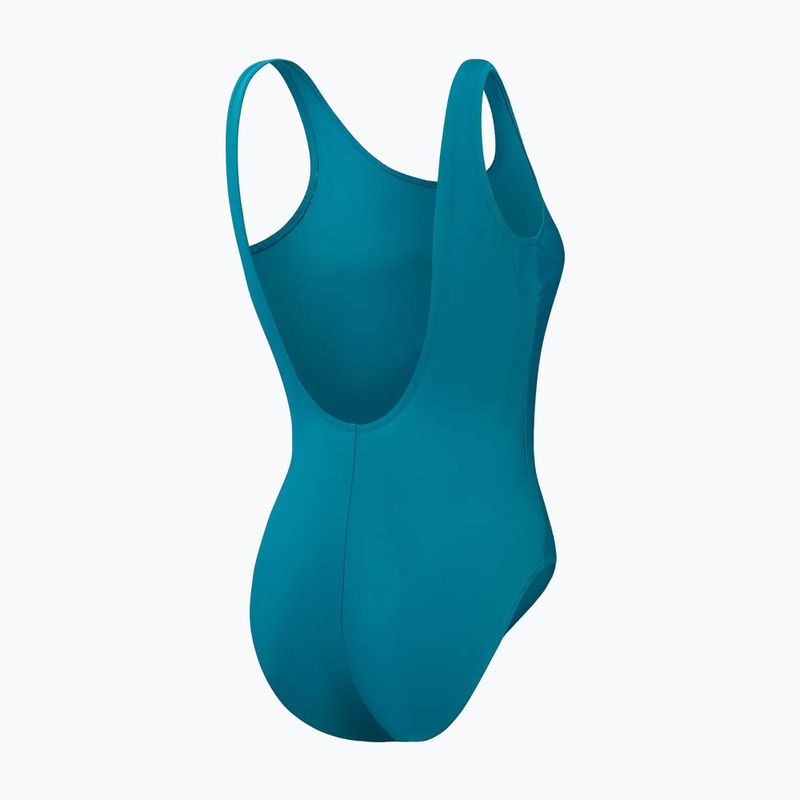 Moteriškas vientisas plaukimo kostiumas Speedo Logo Deep U-Back peacock/pumpkin spice/marine blue 3