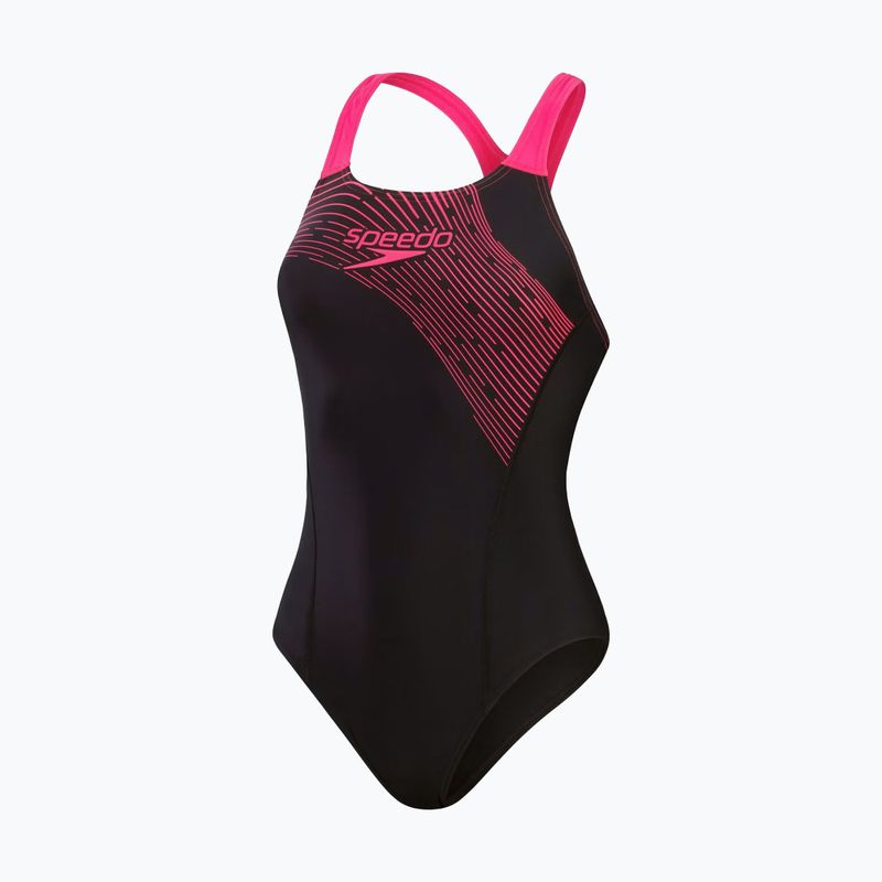 Vientisas plaukimo kostiumėlis Speedo Medley Logo One Piece black/electric pink