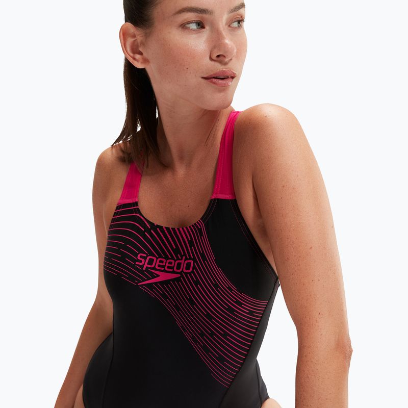 Vientisas plaukimo kostiumėlis Speedo Medley Logo One Piece black/electric pink 8