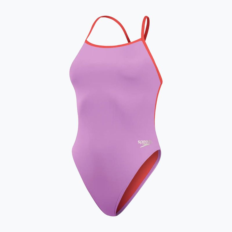 Moteriškas vientisas plaukimo kostiumas Speedo Solid Tie Back sweet purple/watermelon 2