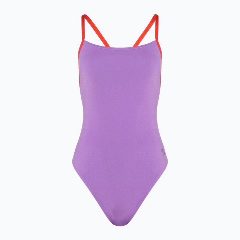 Moteriškas vientisas plaukimo kostiumas Speedo Solid Tie Back sweet purple/watermelon