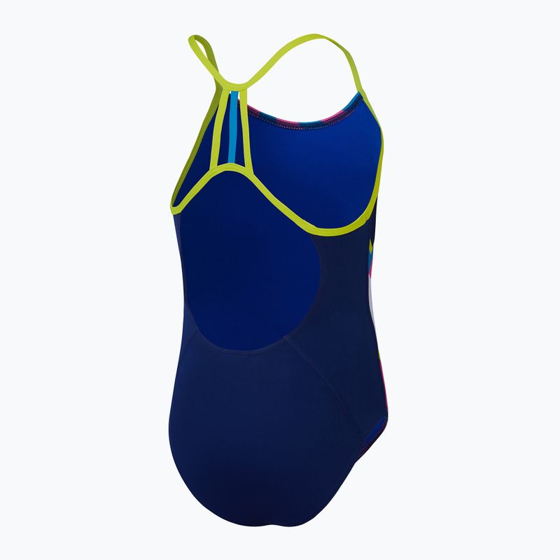 Vaikiškas vientisas plaukimo kostiumas Speedo Placement Lane Line Back cerulean blue/flare pink/bitter lime/bolt 3
