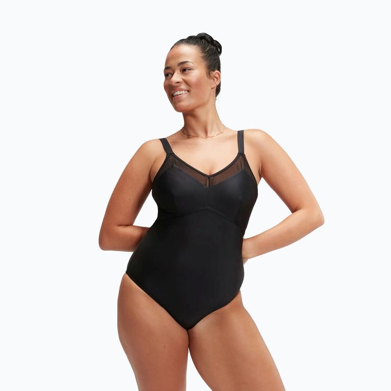 Vientisas plaukimo kostiumėlis Speedo Shaping Mesh Detail One Piece black