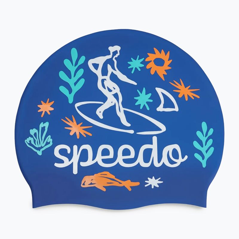 Vaikiška plaukimo kepuraitė Speedo Junior Printed Silicone zafre blue/white 2