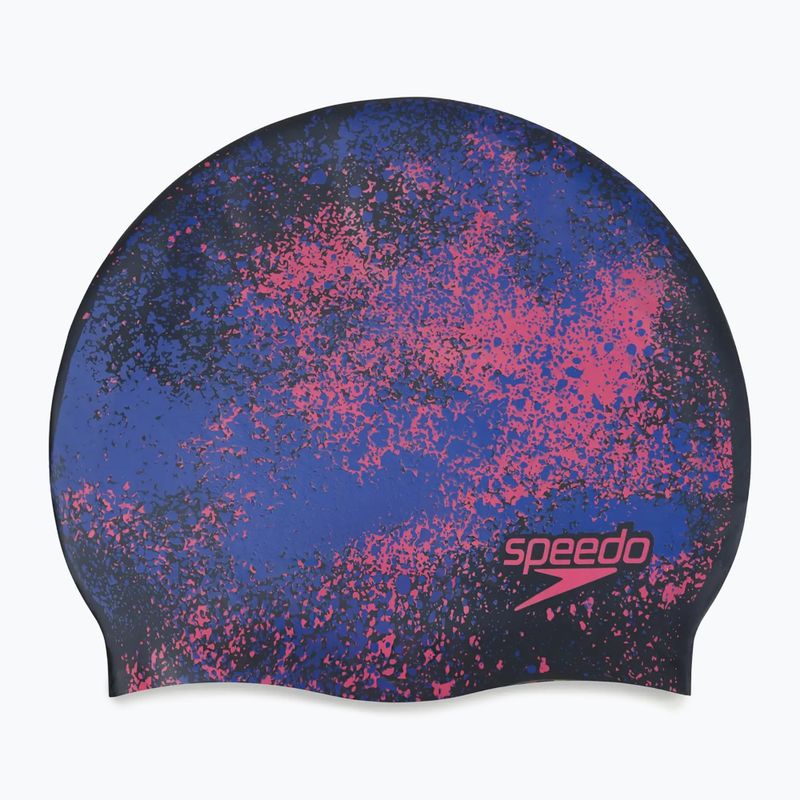 Vaikiška plaukimo kepuraitė Speedo Reversible Slogan Junior starburst true cobalt/flare pink
