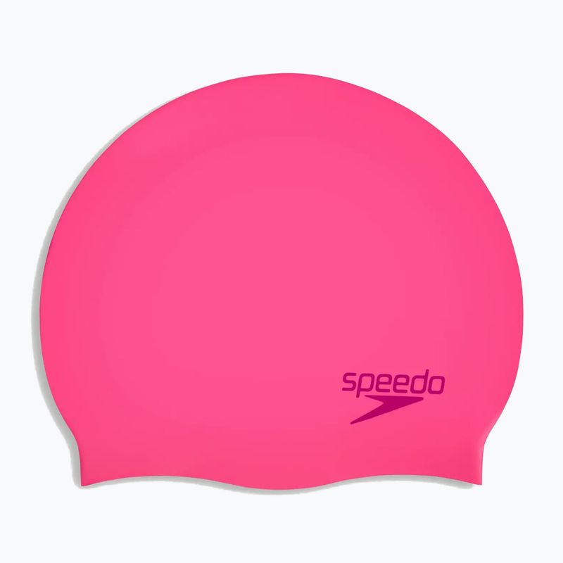 Vaikiška plaukimo kepuraitė Speedo Plain Moulded Silicone Junior flare pink/wineberry 2