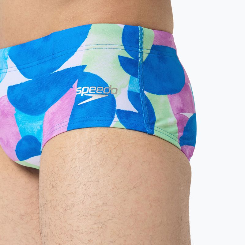 Vyriškos plaukimo trumpikės Speedo 13.5 cm Allover Training Club Brief punch blue/kiki pink 5