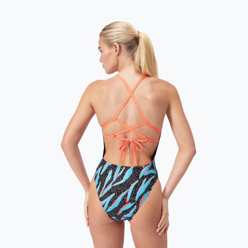 Vientisas plaukimo kostiumas Speedo Allover Digital Lattice Tie-Back black/picton blue/siren red 5