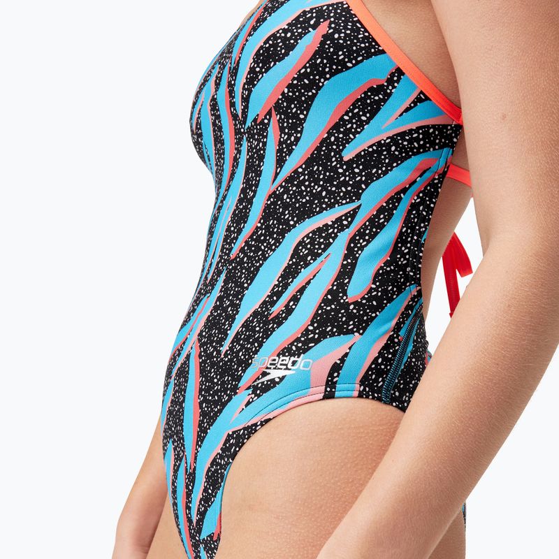 Vientisas plaukimo kostiumas Speedo Allover Digital Lattice Tie-Back black/picton blue/siren red 6