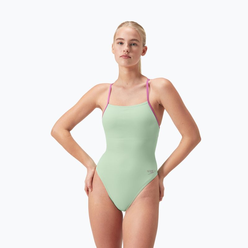 Vientisas plaukimo kostiumasSpeedo Solid Lattice Tie-Back matcha green 6