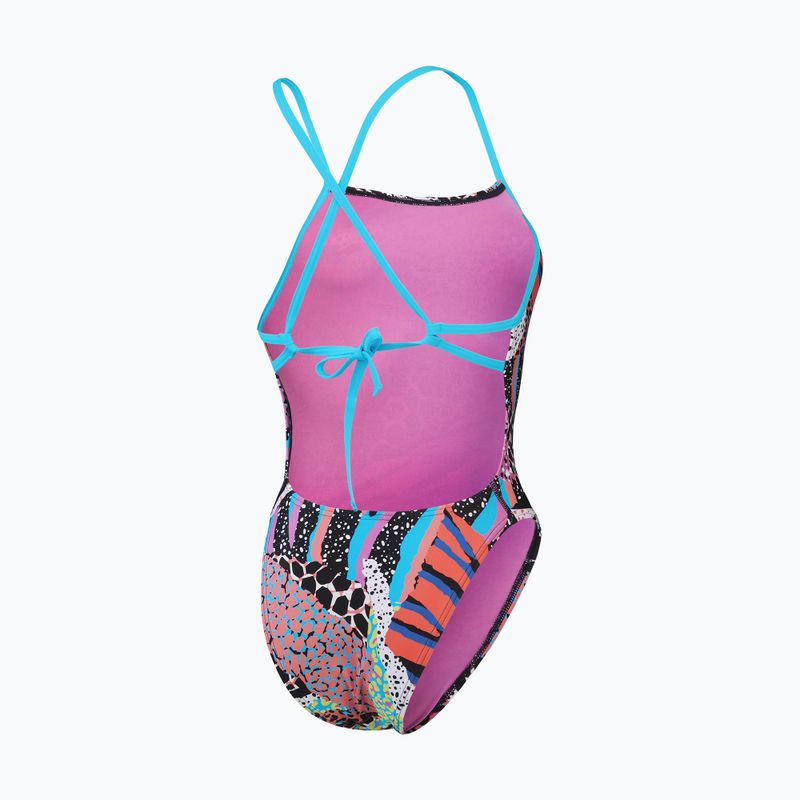 Vientisas plaukimo kostiumas Speedo Allover Digital Tie Back black/matcha green/siren red 2