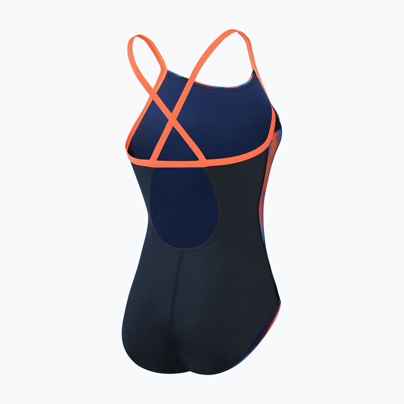 Moteriškas vientisas plaukimo kostiumas Speedo Allover Fixed Crossback true navy/siren red/punch blue 2