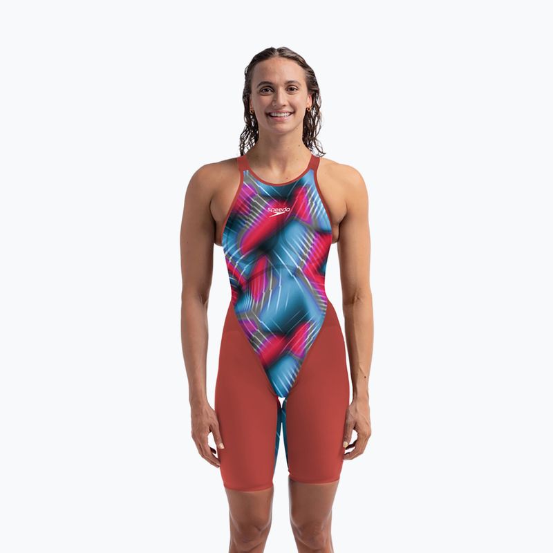 Moteriškas vientisas maudymosi kostiumėlis Speedo Fastskin LZR Pure Valor 2.0 Openback Kneeskin flame red/picton blue 6