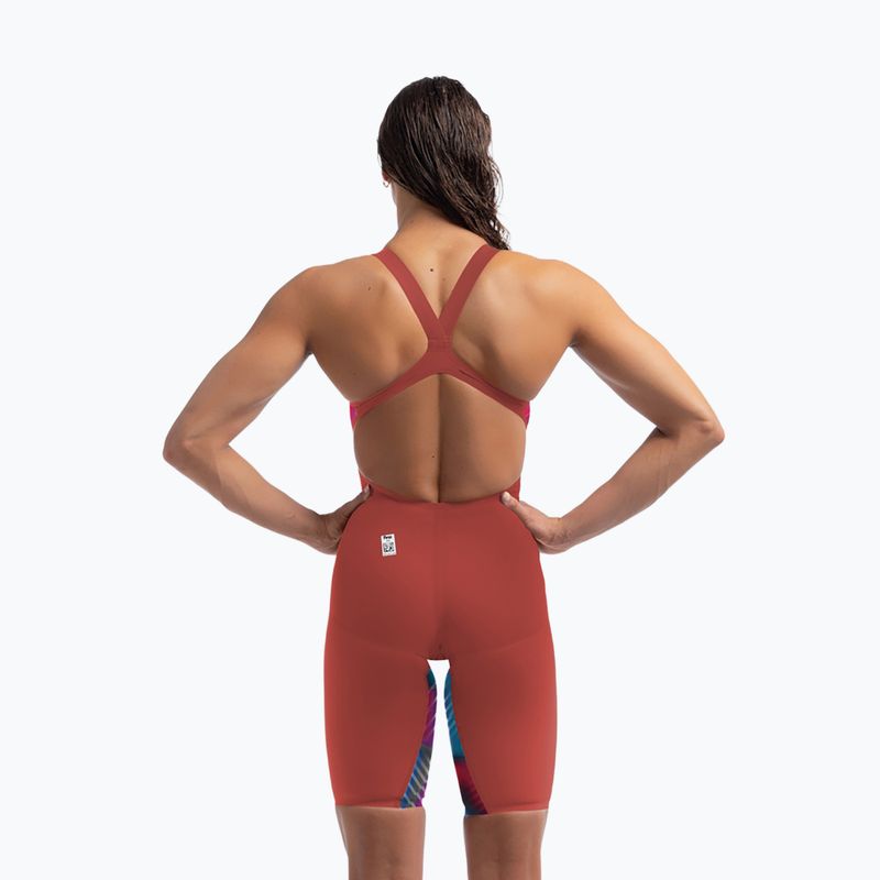 Moteriškas vientisas maudymosi kostiumėlis Speedo Fastskin LZR Pure Valor 2.0 Openback Kneeskin flame red/picton blue 7