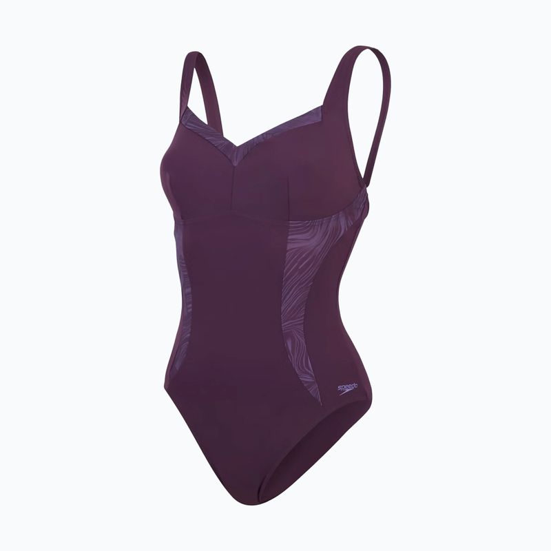 Vientisas plaukimo kostiumėlis Speedo Shaping Printed LunaElustre One Piece plum dandy