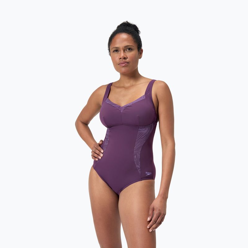 Vientisas plaukimo kostiumėlis Speedo Shaping Printed LunaElustre One Piece plum dandy 6