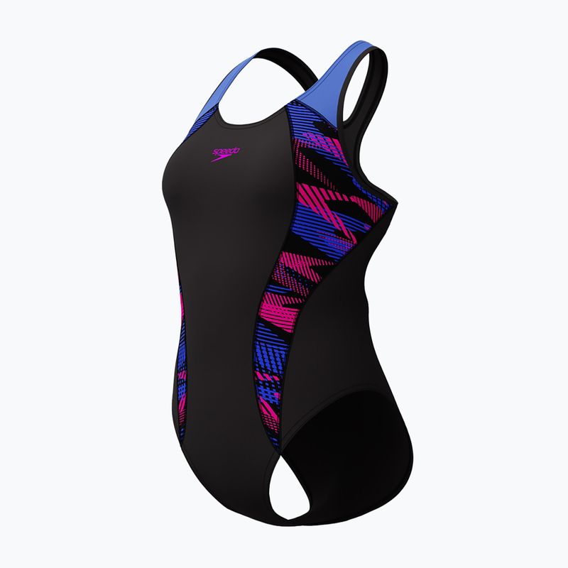 Moteriškas vientisas maudymosi kostiumėlis Speedo Placement Laneback zoom boom placement/speedo black 4