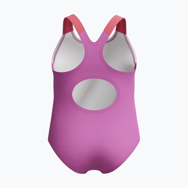 Vaikiškas vientisas plaukimo kostiumas Speedo Learn To Swim Medalist neoninė violetinė 2
